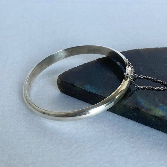 Sterling Silver 925 Polished Round Hinged Stacking Bangle Bracelet 7.25" - Picture 16 of 16